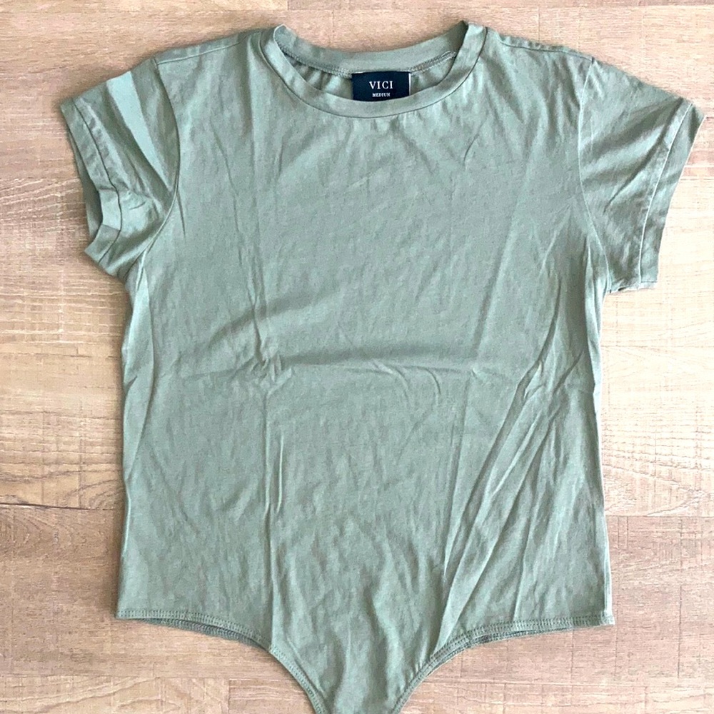 Sage green T-shirt body suit